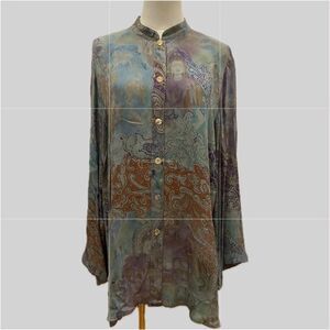 Citron Santa Monica NWOT  Asian Royalty Art Silk Tunic XL